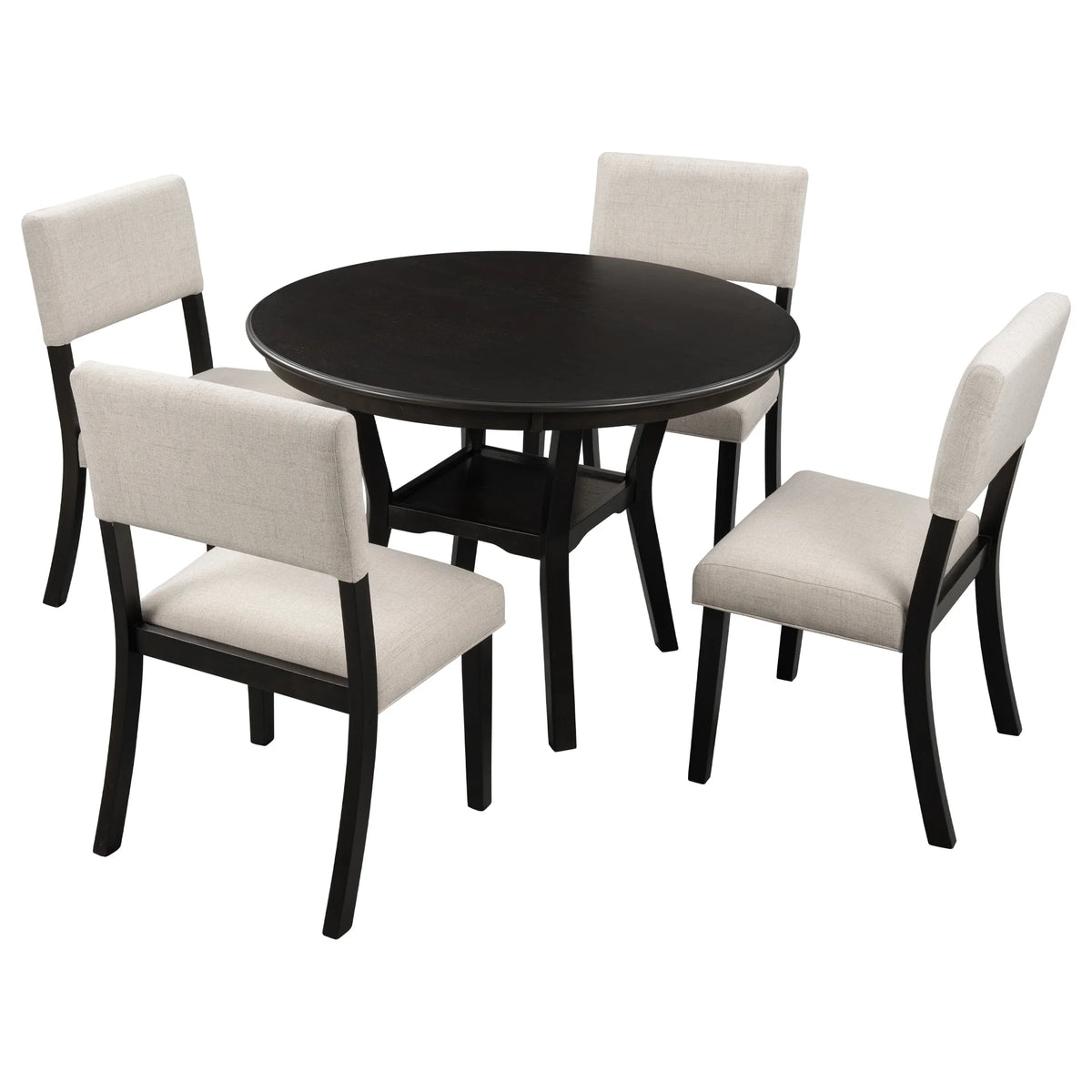 5-Piece Round Dining Table Set with 4 Upholstered Chairs T626