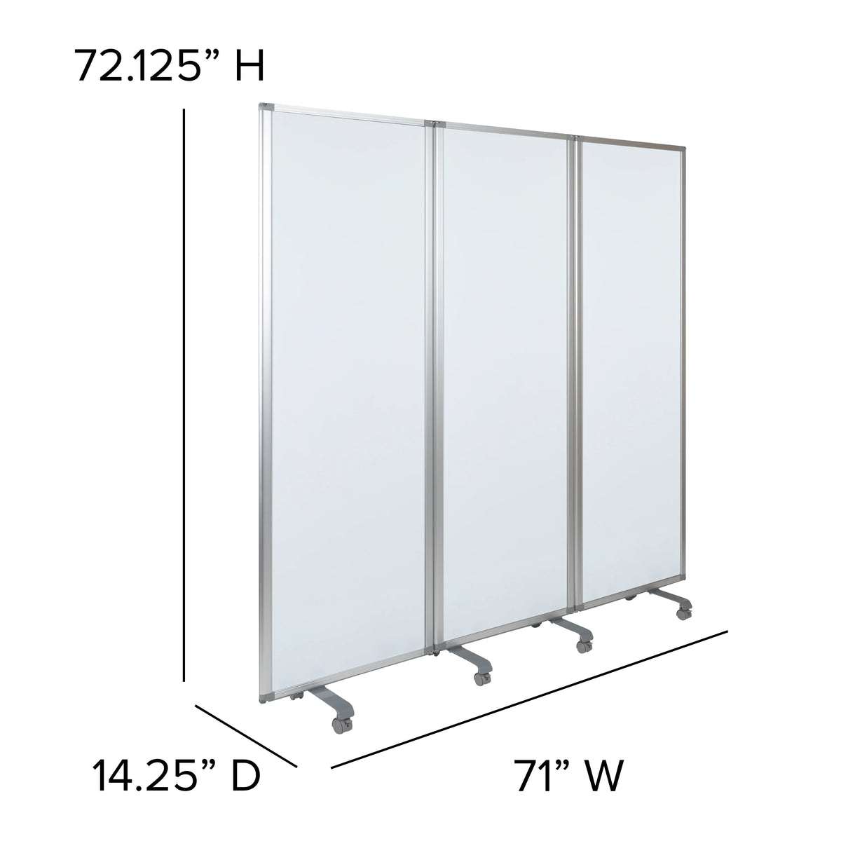 Mobile Magnetic Whiteboard Partition with Lockable Casters U41383
