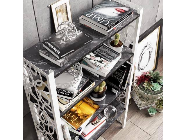 White Metal Wood Bookcase I411987