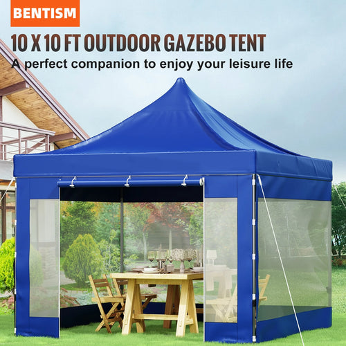 10 x 10 FT Blue Pop Up Canopy Tent with Sidewalls F397