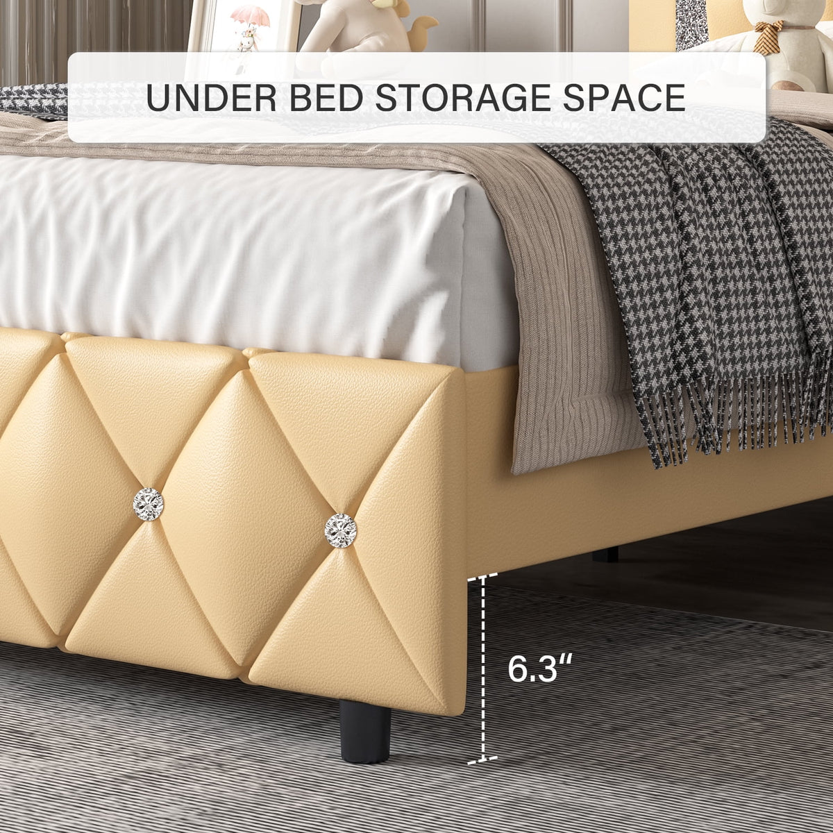 Black Twin Size Upholstered Platform Bed Frame with Headboard U772