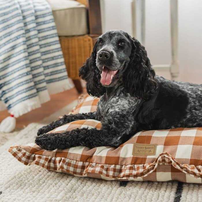Brown Gingham Print Envelope Dog Bed M45906