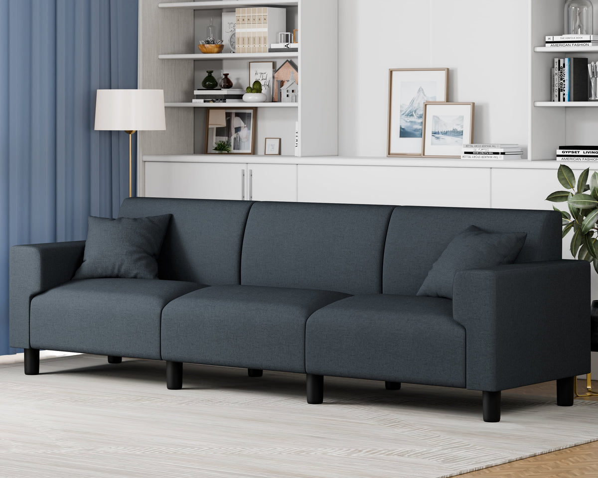 Dark Grey 3-Seater Sofa with Two Pillows N2065