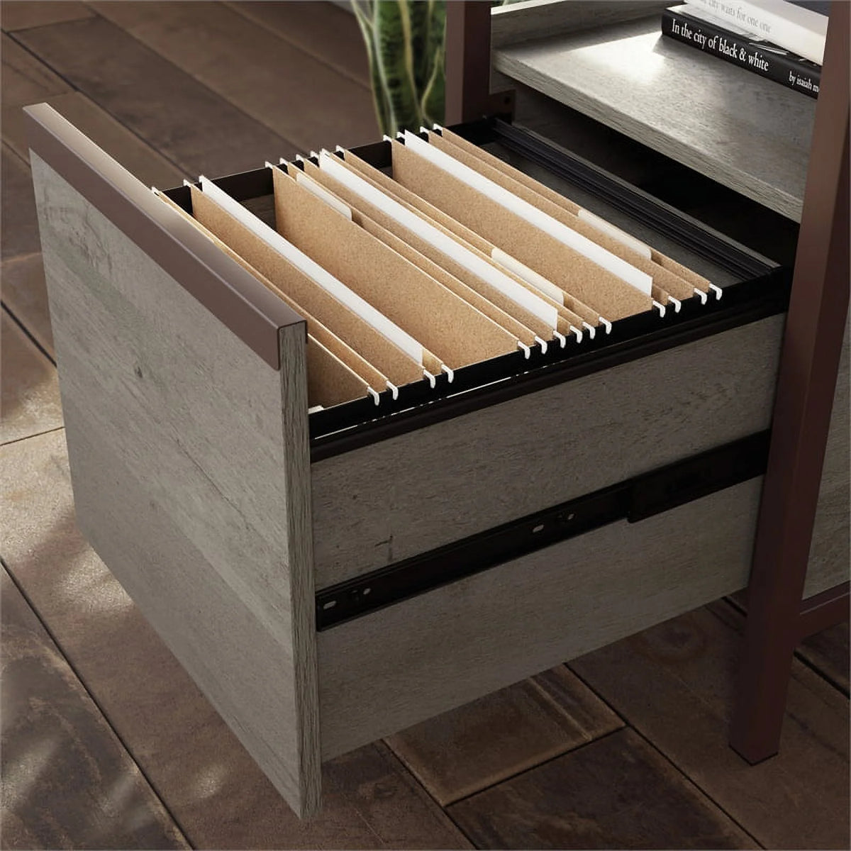 Engineered Wood Pedestal Desk in Mystic Oak Finish G710