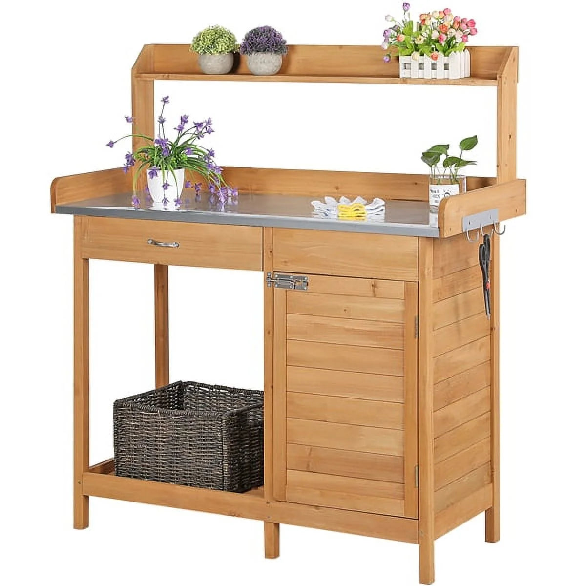 Wooden Garden Potting Bench with Cabinet I164