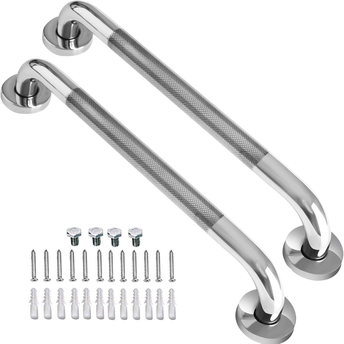 2 Pack 24 Inch Anti-Slip Stainless Steel Matte Black Shower Grab Bars W571