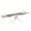 Clear Glass Dining Table with Polished Stainless Steel Base O8195
