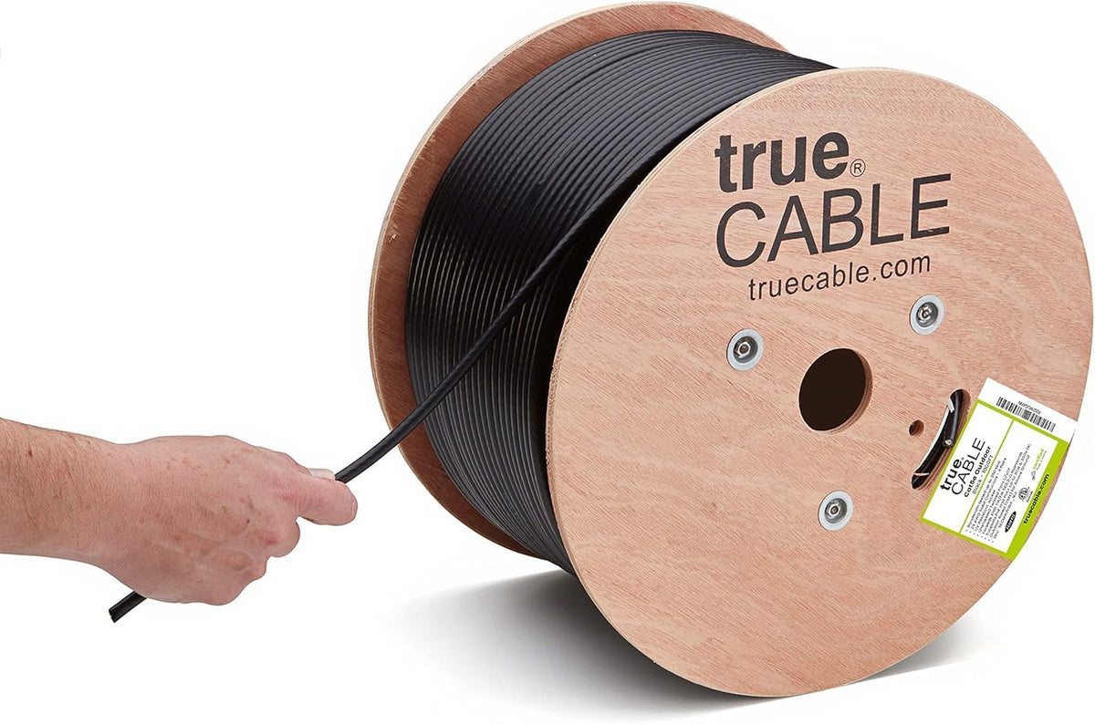 Cat5e Outdoor Unshielded UTP 1000ft Black 24AWG Solid Bare Copper Ethernet Cable G89297