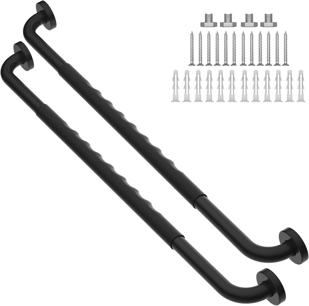 2 Pack 24 Inch Anti-Slip Stainless Steel Matte Black Shower Grab Bars W571