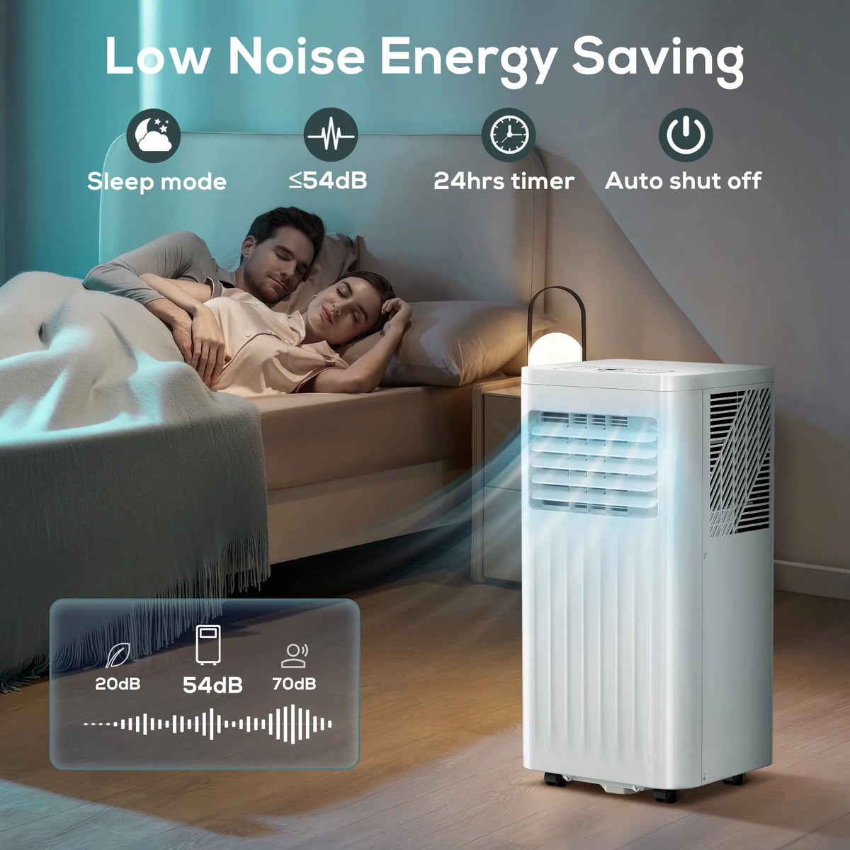 5000BTU Portable Air Conditioner Dehumidifier Fan White J74654