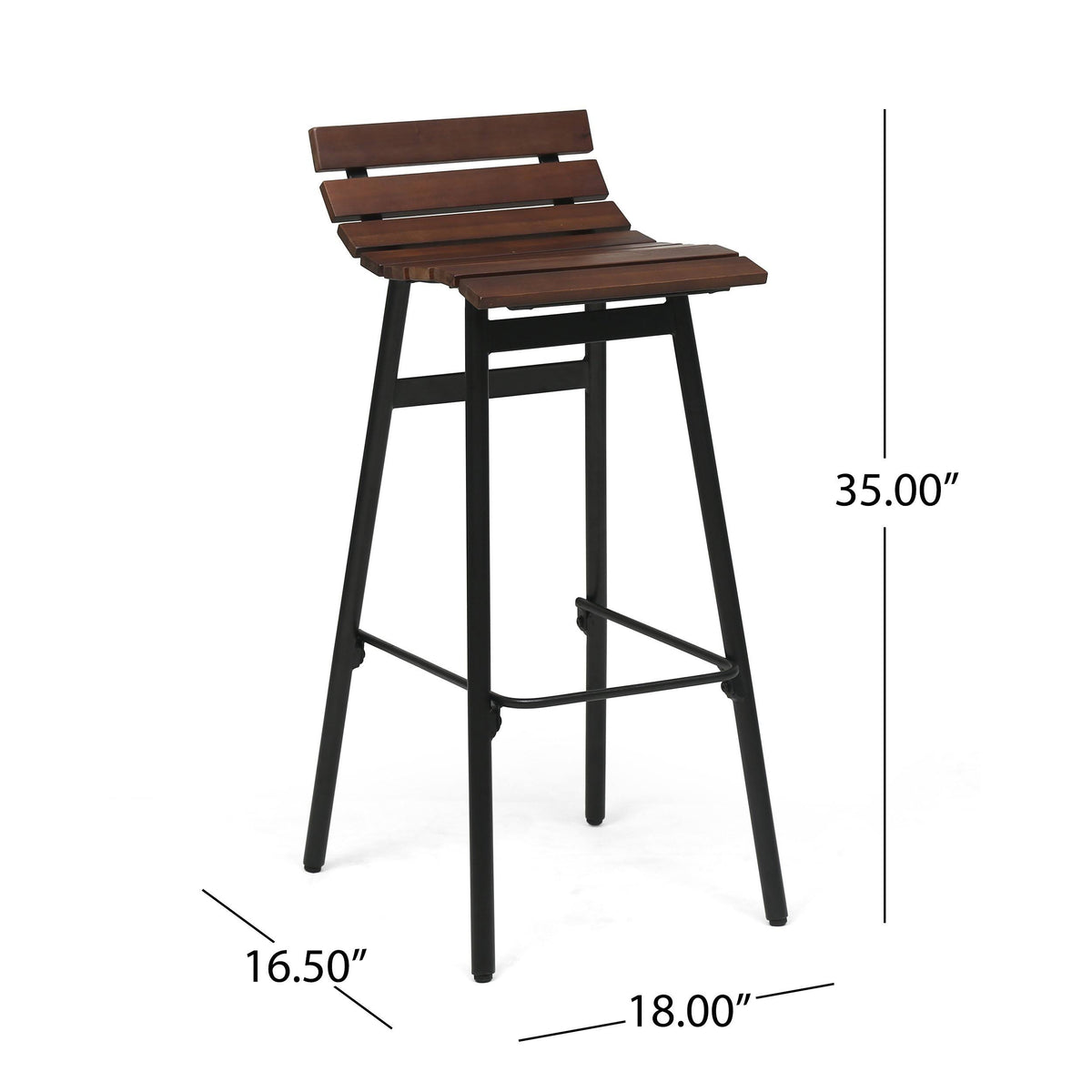 Wooden Barstool Set of 2 Gray Black Y616785