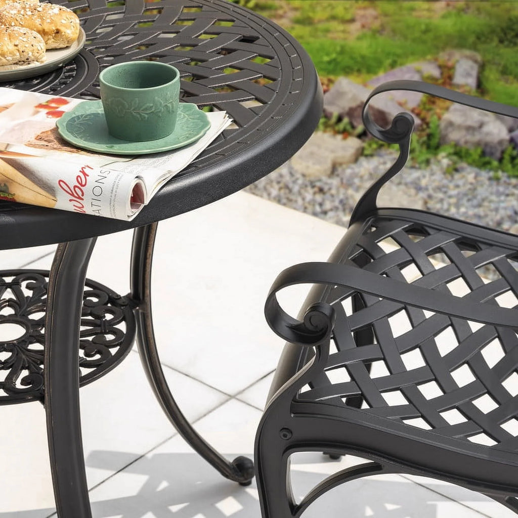 3 Piece Aluminum Patio Bistro Set with Umbrella Hole Z65032