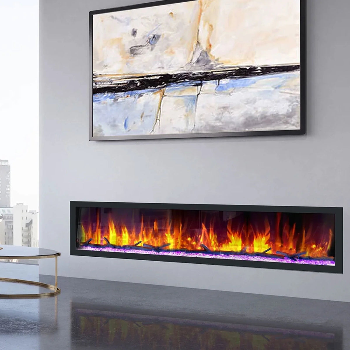 82.50 Inch Electric Wall Fireplace O357
