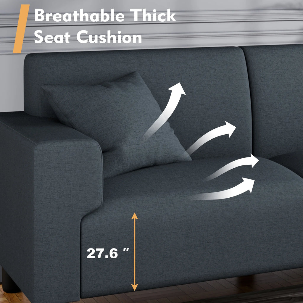 Dark Grey 3-Seater Sofa with Two Pillows N2065