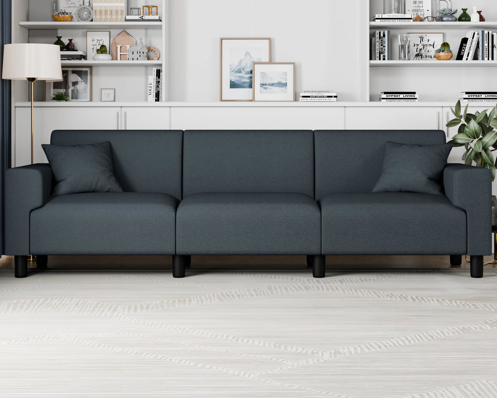 Dark Grey 3-Seater Sofa with Two Pillows N2065