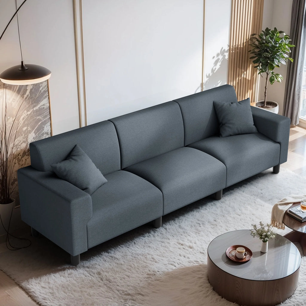 Dark Grey 3-Seater Sofa with Two Pillows N2065