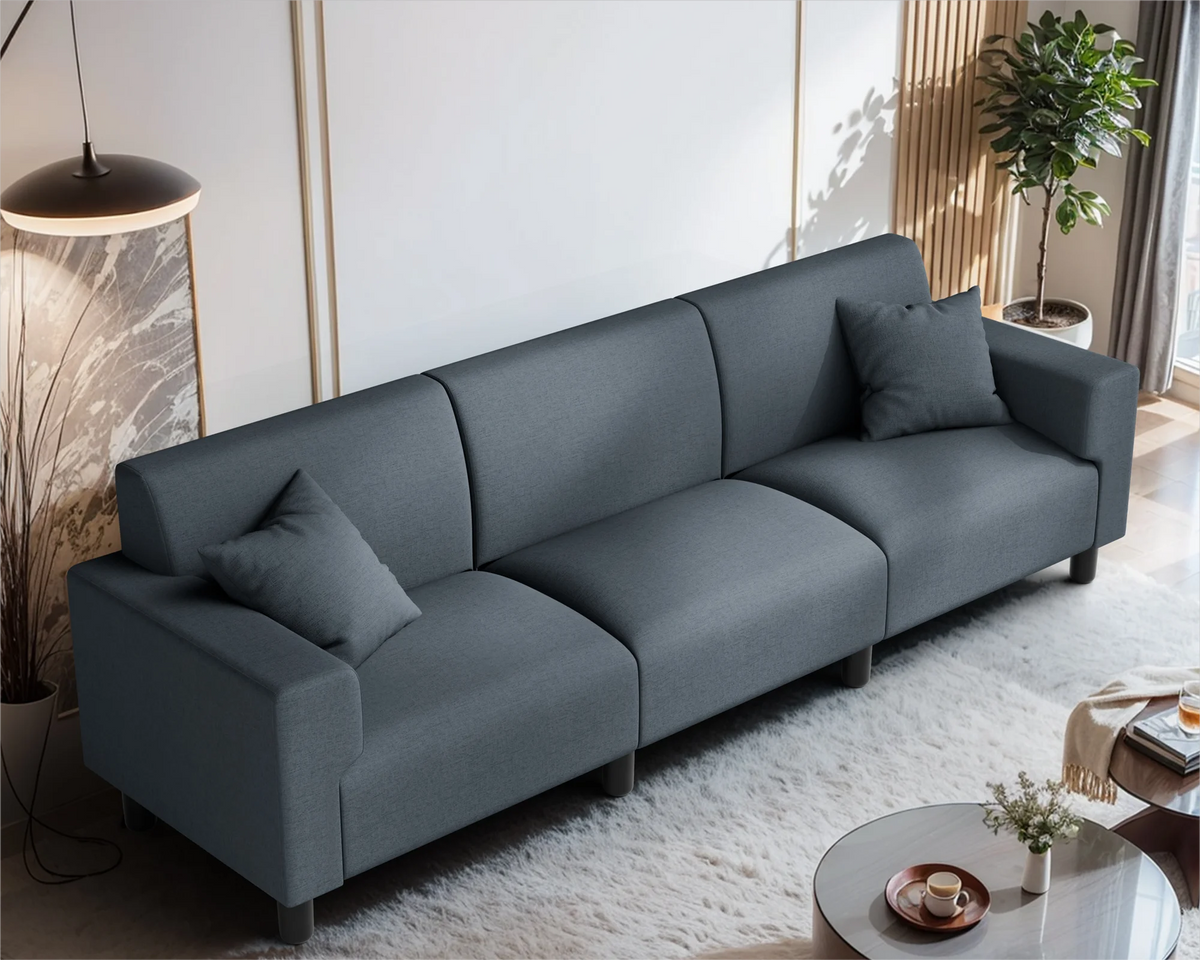Dark Grey 3-Seater Sofa with Two Pillows N2065