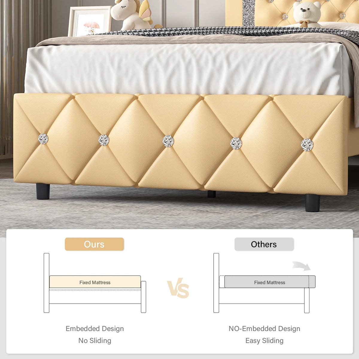 Black Twin Size Upholstered Platform Bed Frame with Headboard U772
