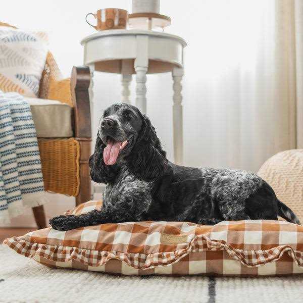Brown Gingham Print Envelope Dog Bed M45906