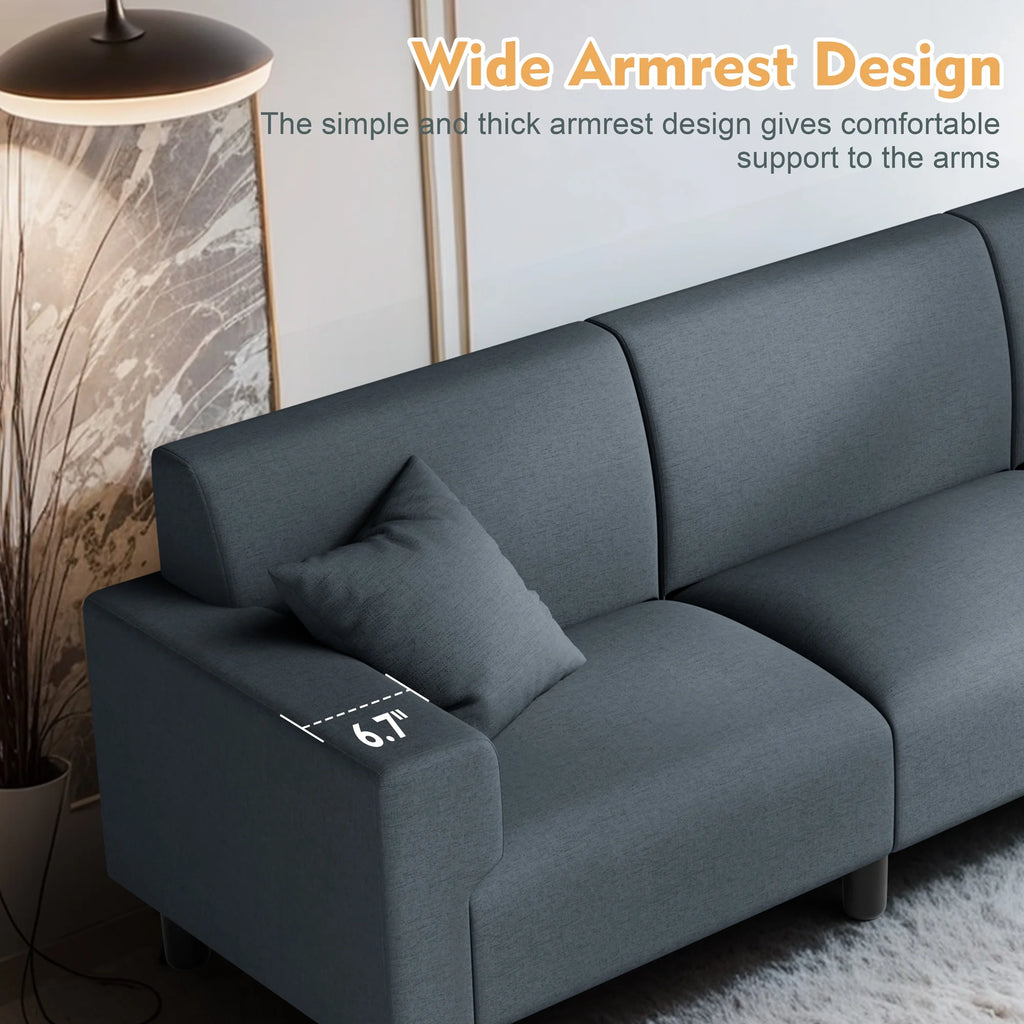 Dark Grey 3-Seater Sofa with Two Pillows N2065